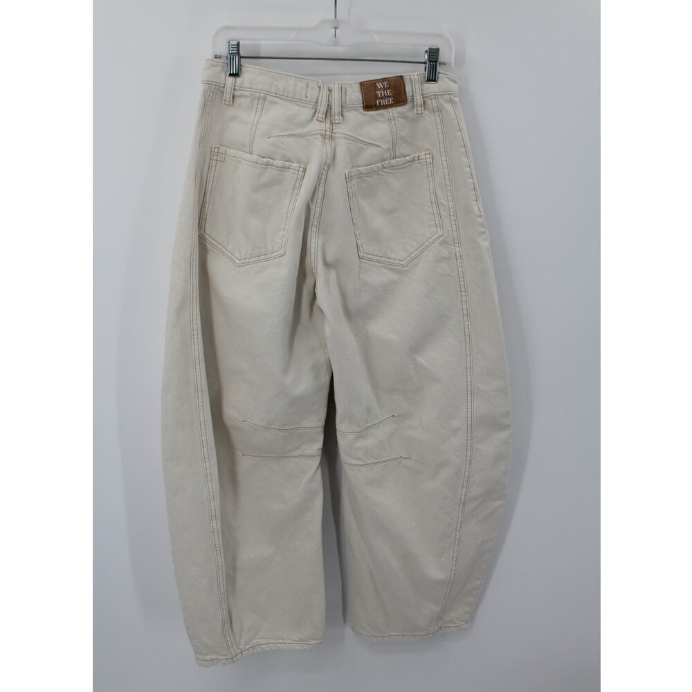 We The Free People Lucky You Mid Rise Barrel Jeans Women’s 27 Cream - Picture 2 of 7